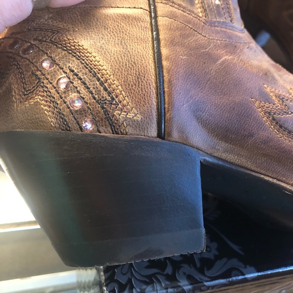 Dan Post ladies custom boots tan pink stones NWT - Picture 6 of 9